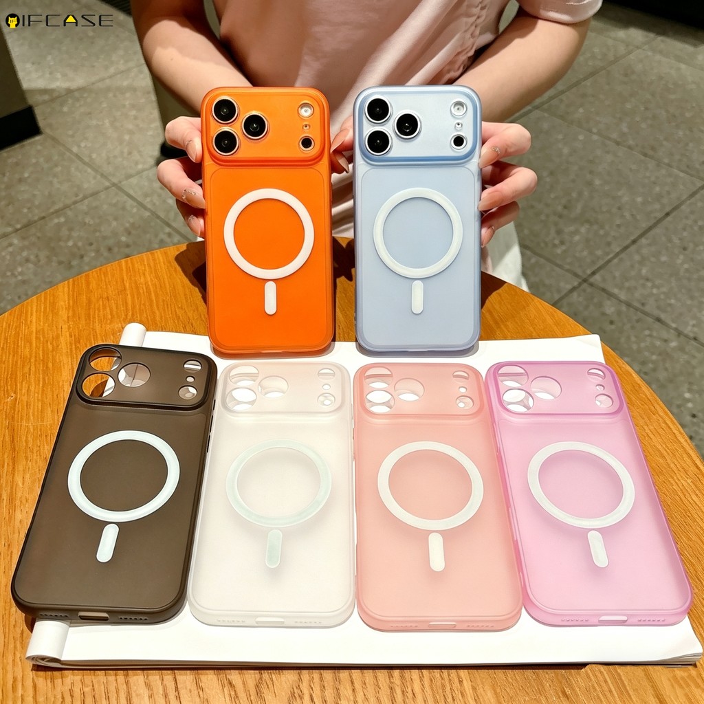Tương Thích Cho iPhone 17 Pro Max 16 15 14 Plus Pro Max 17ProMax Ốp Điện Thoại Từ Tính Mờ Cam Xanh Hồng Nhiều Màu Sắc Dễ Thương Đơn Giản Đen Mỏng Trong Suốt Vỏ Mềm
