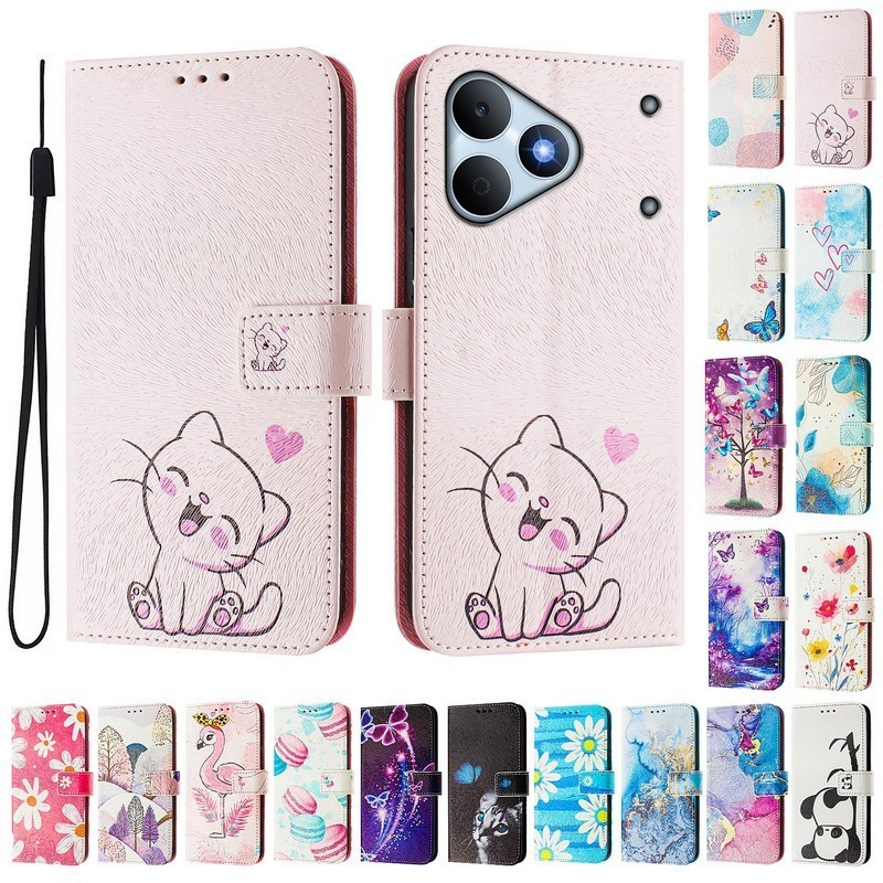 Vỏ Đáng Yêu Cho Realme Note 80 Ốp Lưng Realme Note 60 60X 50 70 70T C63 C61 C55 C53 C51 Ốp Điện Thoại Lật Họa Tiết Vẽ Dễ Thương Ví Từ Tính Bao Da Sách