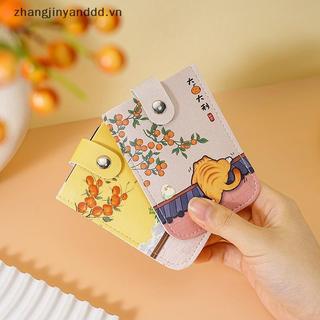 # yanddd # Ví đựng thẻ Mini che giấu nhiều lớp hoạt hình RFID Bloing Loại kéo thẻ ID 4 thẻ Nhà thơ Ví da PU.