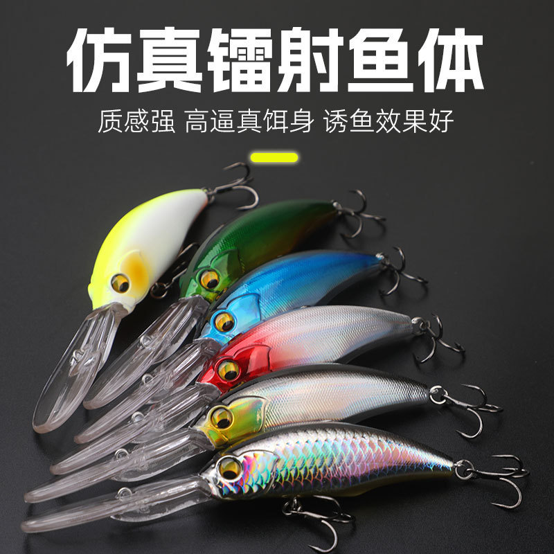 Bị treo Minnow Lure Mullet Mồi lặn sâu Mồi nước ngọt Mồi treo Lưỡi dài Minnow Mồi giả