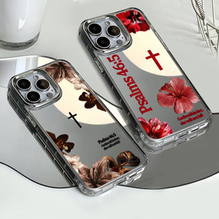 Ốp điện thoại hoa dâm bụt đỏ hoa màu đỏ cho iPhone 17 / 16 / 15 / 14 / 13 / 12 / 11 / PRO MAX / PLUS / X / XR gương chống rơi và chống sốc Vỏ bảo vệ lỗ lớn
