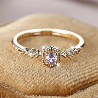 Nhẫn cưới đơn giản màu vàng zircon phong cách vintage Hàn Quốc, trang sức thời trang, quà tặng