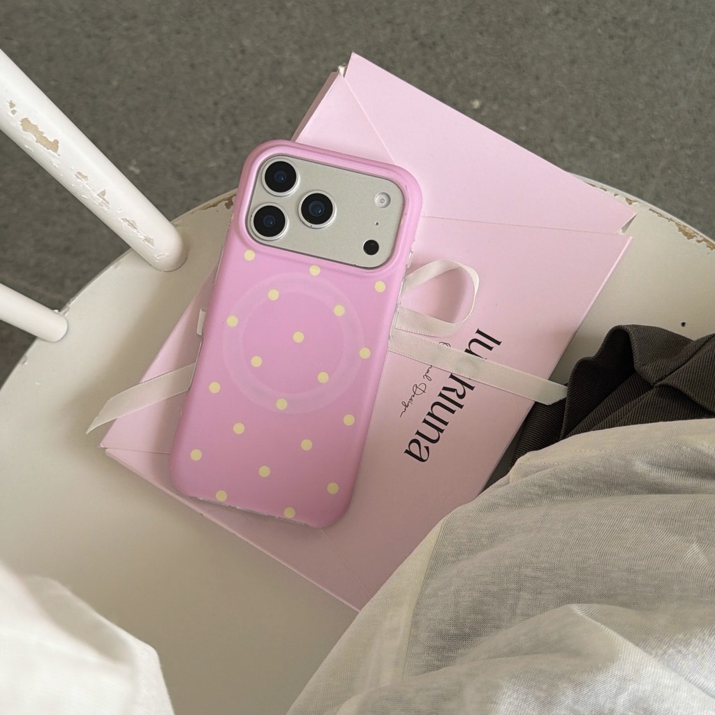 Ốp điện thoại chấm bi màu hồng từ tính cho IPhone 17 Pro Max 17 16 15 14 13 ốp lưng iphone