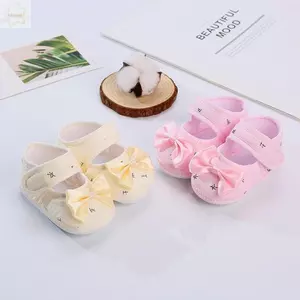 Giày tập đi AWNGD, Giày đế mềm nơ dễ thương thoáng khí, Chống trượt Thoải mái 0-12 tháng Giày công chúa Trẻ sơ sinh Tập đi