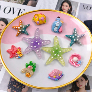 Set Charm Sao Biển Kho Báu Đại Dương Kawaii Pastel Lấp Lánh Vỏ Sò kho báu Trang Trí Dép Phụ Kiện Xinh Xắn Hot Trend