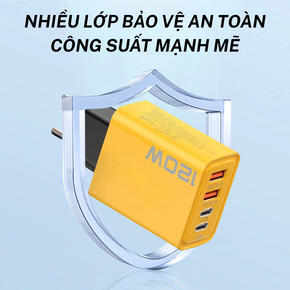 Củ Sạc Nhanh 120W Hỗ Trợ PD/Type-C, Sạc Nhanh, Ổn Định, Bảo Vệ Thiết Bị Quá Tải, Bền Bỉ,Tương Thích Mọi Dòng Điện Thoại
