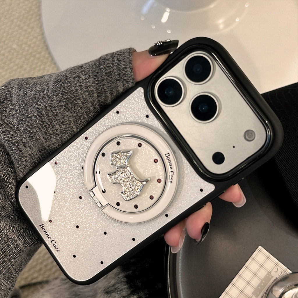 Họa tiết chú chó con chạm khắc kim cương phù hợp cho vỏ điện thoại Apple từ tính iPhone 17 Pro Max 17 16 15 14 13 12.