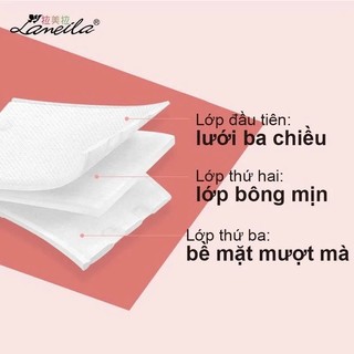 [COMBO 5 GÓI] Bông Tẩy Trang Laneila 3 Lớp 222 miếng Mềm Mịn, Dai, An Toàn Cho Da
