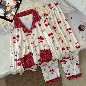 Shop Sweet Girl Bộ Đồ Ngủ Anh Đào Nơ Xuân Hè Thu Đông Quần Dài Tay Hai Túi Loungewear Có Thể Mặc Bên Ngoài