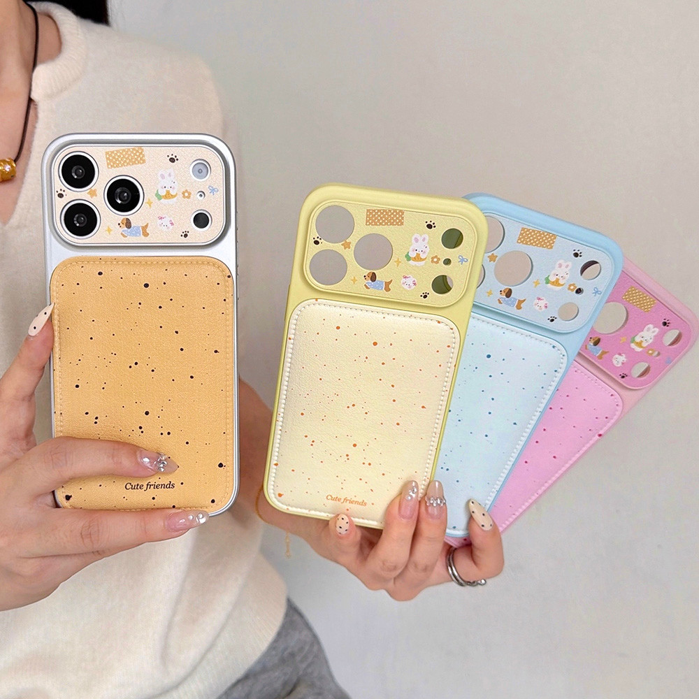 Ốp Điện Thoại Da Thỏ Hoạt Hình Nhiều Màu Sắc Chấm Cho iPhone 17 Pro Max 16 15 14 13 Vỏ Bảo Vệ Chống Sốc