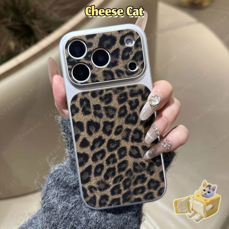 Ốp điện thoại iPhone họa tiết da báo màu hồng lấp lánh cho iPhone 17 16 15 12 11 14 13 Pro Max XR Xs Max Vỏ bảo vệ bằng