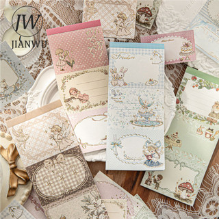 JIANWU Trà Đảng Series Vintage Cổ Tích Truyện Hoa Biên Giới Phong Cảnh Chất Liệu Cắt Dán Memo Pad Sáng Tạo Rác Tạp Chí Văn Phòng Phẩm