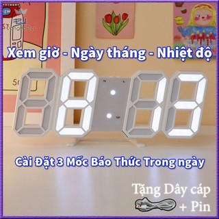 Đồng Hồ Để Bàn LED Decor Báo Thức Điện Tử Treo Tường Led 3D Số To nhìn giờ rõ ngày đêm cảm biến độ sáng tự động）