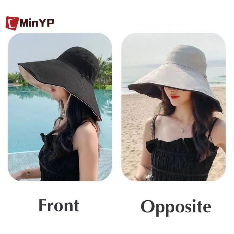 CMinYP - Mũ rộng vành chống nắng cho nữ với khả năng bảo vệ UV, phù hợp cho những chuyến đi dài và đi biển, làm từ chất liệu cotton thoáng khí.