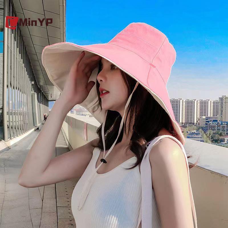 CMinYP - Mũ rộng vành chống nắng cho nữ với khả năng bảo vệ UV, phù hợp cho những chuyến đi dài và đi biển, làm từ chất liệu cotton thoáng khí.