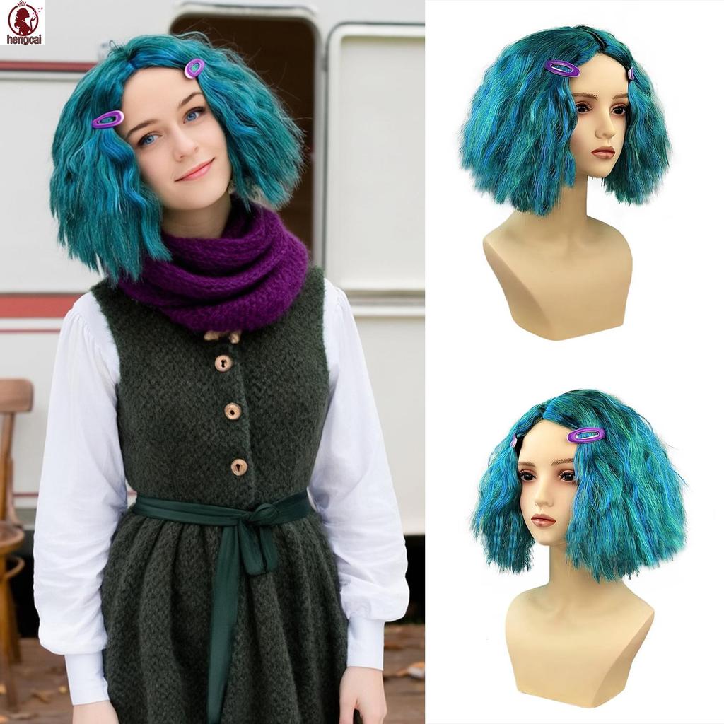 Cosplay tóc giả Inside Out màu xanh - phù hợp cho sự kiện Halloween và buổi hòa nhạc
