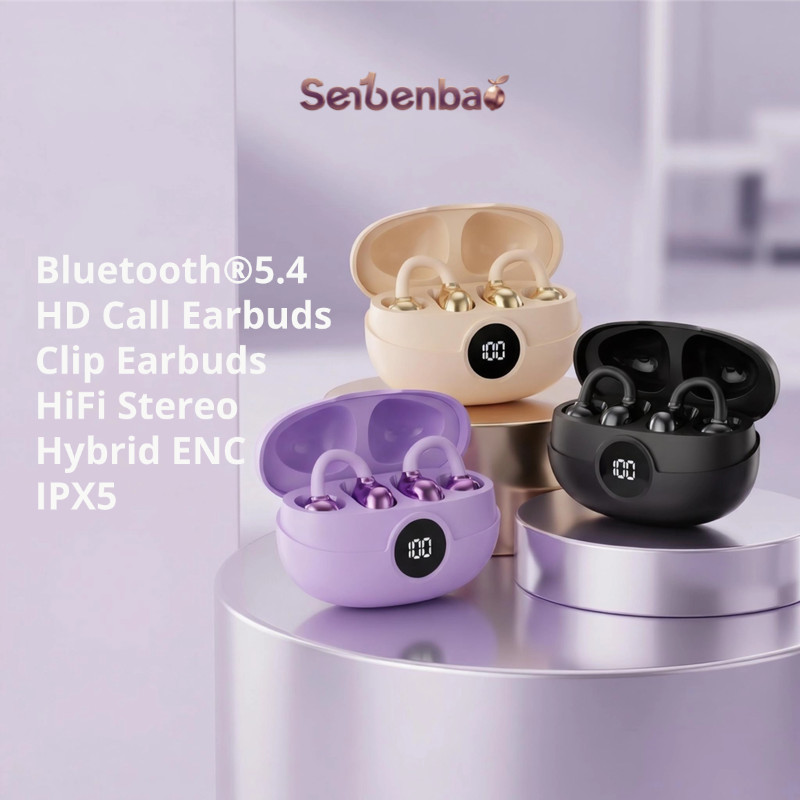 Senbenbao B23 Tai Nghe Mở Tai Nhét Tai Vỏ Mạ Điện Cao Cấp LED Màn Hình Hiển Thị Kỹ Thuật Số Tuổi Thọ Pin Cuộc Gọi Rõ Ràng IPX5 Chống Mồ Hôi