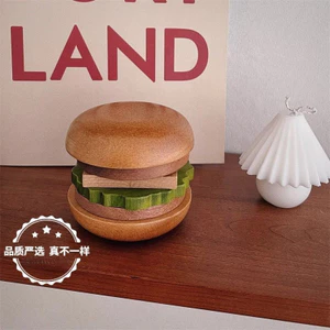 Hamburger Coaster Gỗ Bắc Âu Sáng Tạo Gỗ Chắc Chắn Burger Trà Thảm Lưu Trữ Nhà Đồ Trang Trí Đa Năng