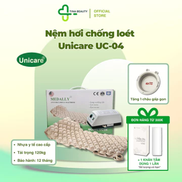 Nệm hơi chống loét, đệm nước cho người già UNICARE UC 04 Medally - Tặng chậu gấp gọn HNC