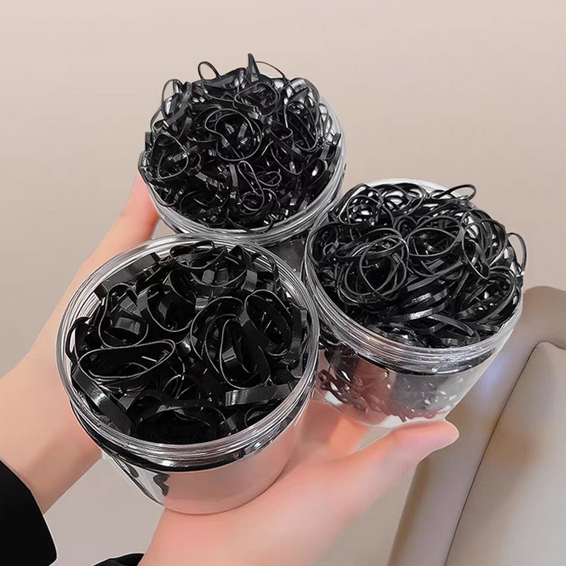Bộ dây cao su dày màu đen - Phụ kiện tóc thời trang dành cho nữ