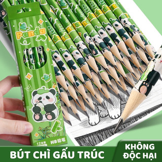 Bút chì 12/24 cây chất liệu gỗ in hình hoạt hình vui nhộn - Viết chì cute, an toàn cho bé lớp 1