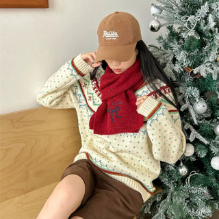 Khăn Len Choàng Cổ Thêu Hình Nơ Dễ Thương MAISON Khăn Len Quàng Cổ Giữ Ấm Cho Nữ Phong Cách Hàn Quốc