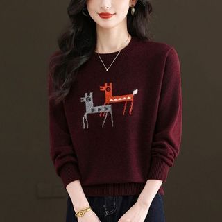 Áo Len Cổ Tròn Tay Dài Phong Cách Hàn Quốc, Phù Hợp Thu Đông