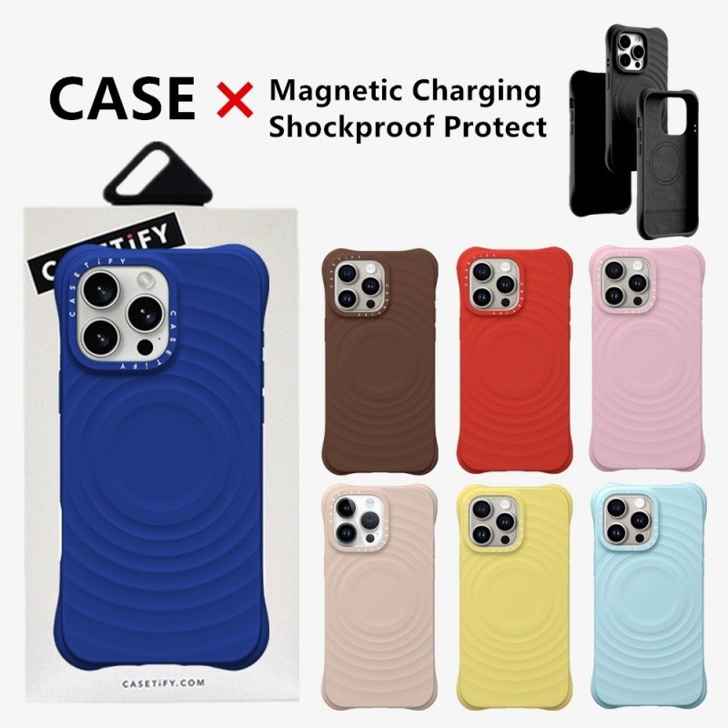 CaseTifg Ripple Case Vỏ Điện Thoại Từ Tính Chất Lượng Cao Cho iPhone 13 14 15 16 17 Pro Max 16Plus Sóng Nhiều Màu Sắc Silicon Matte Chống Vân Tay Chống Sốc