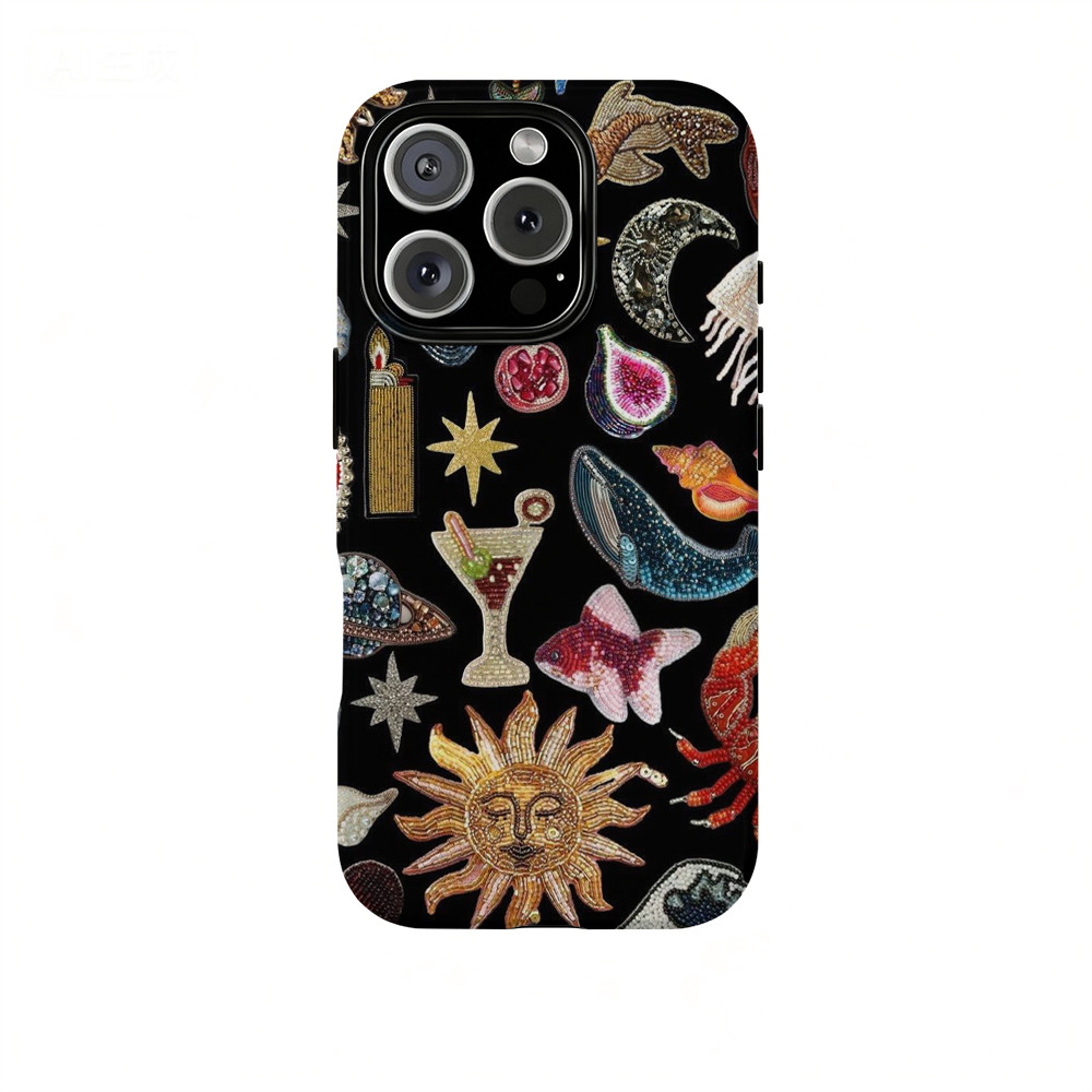Họa tiết nhãn dán cổ điển Thích hợp cho iPhone 7 8 X XS XR XSMAX 11 12 13 14 15 16 17 Pro max Plus Vỏ cứng hai lớp chống sốc chống sốc chống sốc Vỏ bọc toàn diện