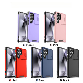 Ốp Điện Thoại Bảo Vệ Ống Kính Thiết Kế Cửa Sổ Đẩy Cho Samsung Galaxy S25 S24 S23 S22 S21 S20 Plus Ultra FE Bốn Mặt Chống Rơi Thời Trang