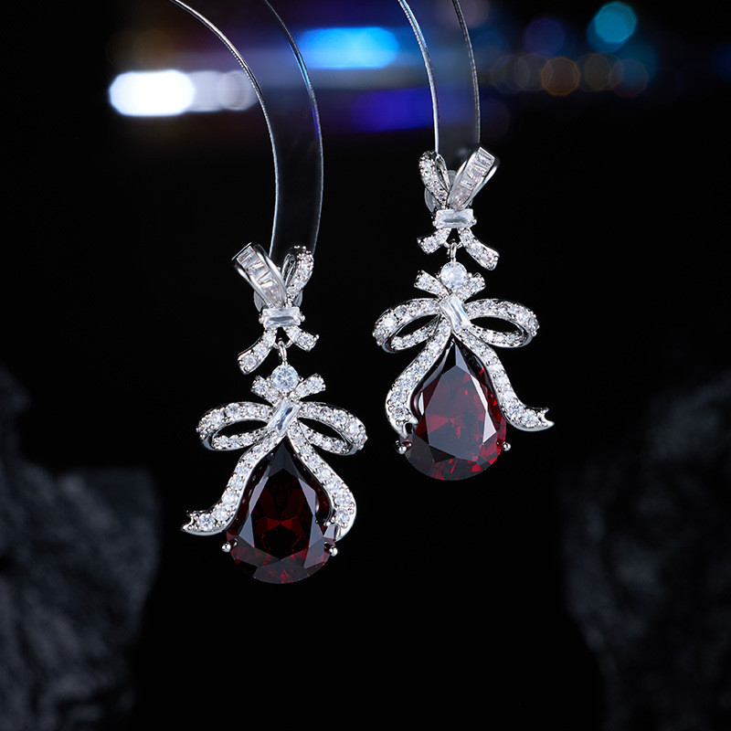 Bông tai zircon nơ cao cấp nhẹ sang trọng