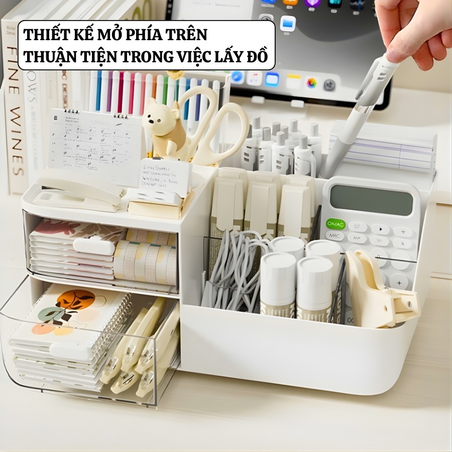 Khay Đựng Bút Để Bàn ENODA HOME, Khay Đựng Nhiều Ngăn Tích Hợp Hộp Ngăn Kéo Đựng Đồ Dùng Nhỏ P054