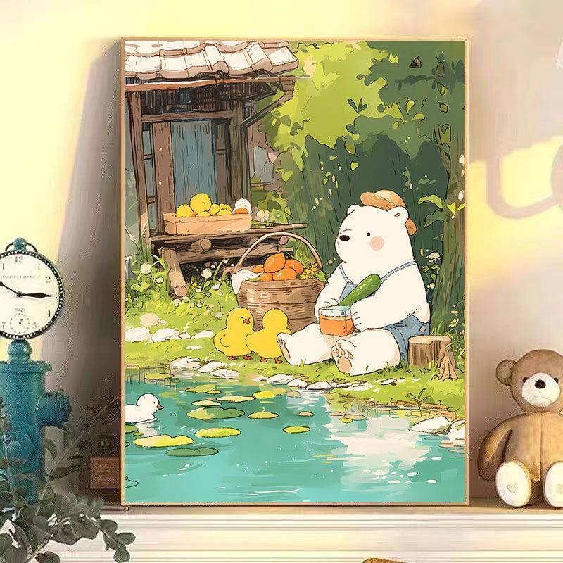 Dòng động vật dễ thương như trẻ em Tranh vải trang trí chữa bệnh cao cấp