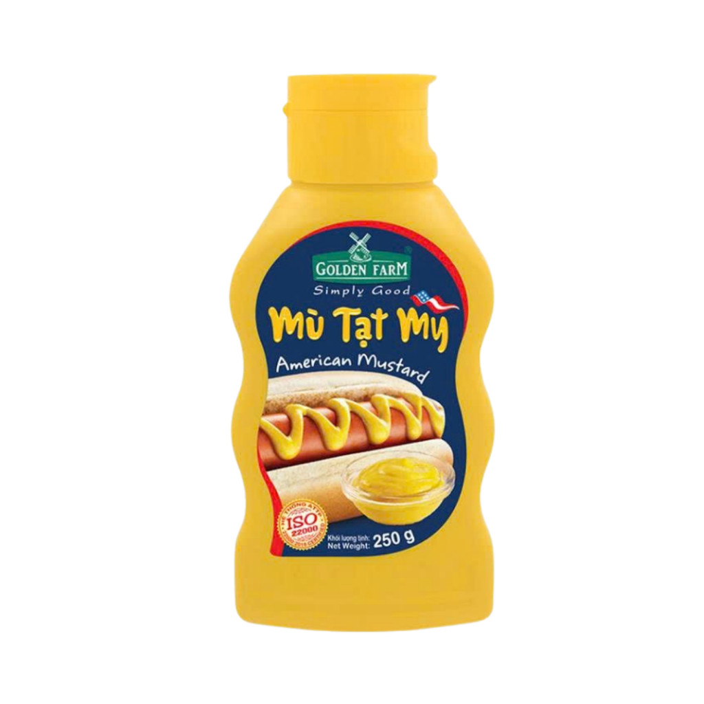 Mù Tạt Vàng Golden Farm Chai 250g Chuẩn Vị Mỹ, Mù Tạt Vàng Nguyên Chất Cay Nồng, Thơm Ngon