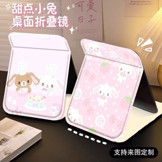 Món Tráng Miệng Thỏ Dễ Thương Có Thể Gập Lại Gương Trang Điểm Lưu Trữ Sinh Viên Di Động Ký Túc Xá Máy Tính Để Bàn Di Động Gương Trang Điểm O5B7