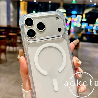 Túi khí bốn góc thích hợp cho vỏ điện thoại iPhone 17 ProMax 16 Promax trong suốt acrylic hút từ tính 15 / 14 / 13 / 12 / 11 vỏ chống rơi viền màu đơn giản