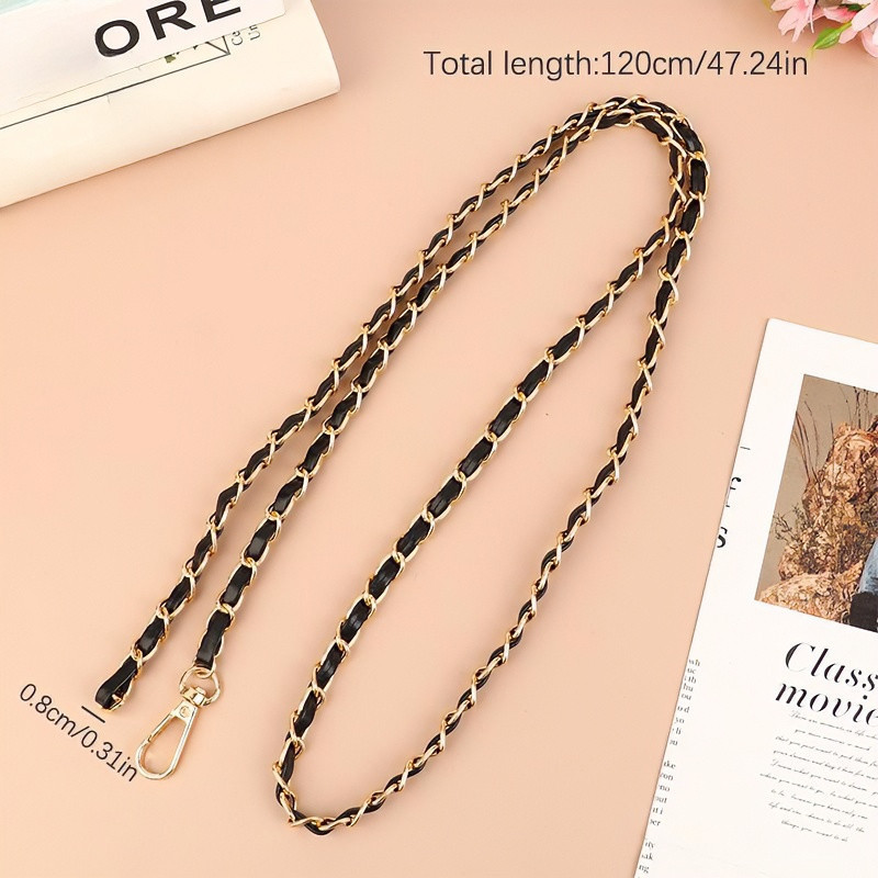 【COD】Dây xích túi xách da PU đan xen kim loại, thiết kế sang trọng, dùng cho túi đeo vai và túi cầm tay tiện lợi.