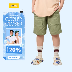 Quần Shorts Kaki Bé Trai YODY Túi Hậu Ốp Khaki cotton, mềm mại, thoáng mát BTCS25S007