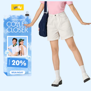 Quần short jeans nữ YODY ngắn chữ A chiêt ly túi ốp cơ bản WCJS25S010