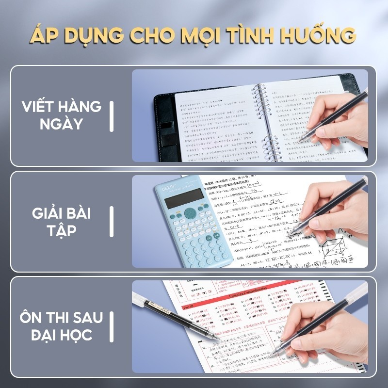 Combo 20 Chiếc Bút Gel 0.5mm Nhanh Khô – Viết Mượt, Khô Nhanh, Mực Lớn Gấp 3 - 3 Màu Đen/Xanh/Đỏ-Có Hộp Đựng