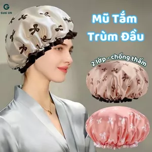 Mũ Tắm Trùm Tóc 2 Lớp Chống Nước, Mũ Trùm Đầu Bo Chun Co Giãn, Mềm Mại, Thoải Mái Khi Gội Đầu