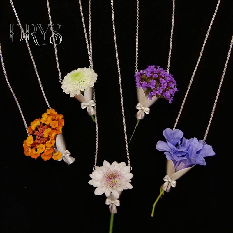 Mặt dây chuyền gói bó hoa thời trang, phù hợp làm chocker và dây chuyền xương đòn - Quà tặng mới