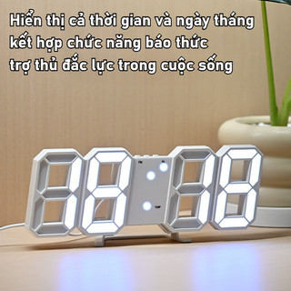 Đồng hồ báo thức thông minh 3D LED Treo tường để bàn Phát sáng khắc rỗng Trang trí bàn
