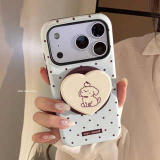 [Sheren] Vỏ điện thoại hình chú chó con chấm bi màu xanh sữa Thích hợp cho i17 16 15 14 13 12 11 pro max Vỏ bảo vệ chống sốc