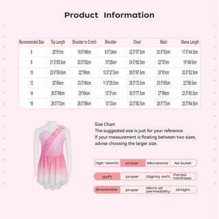 Yhong Trẻ Em Bé Gái Hình Trượt Băng Trình Diễn Trang Phục Mock Cổ Cutout Lưng Sheer Lưới Chắp Vá Tay Dài 3D Hoa Kim Cương Giả Màu Gradient Đầm Khiêu Vũ
