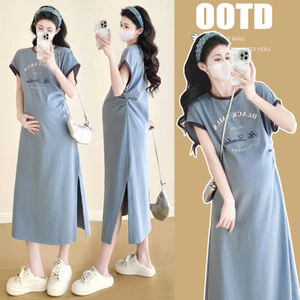 Váy bà bầu mùa xuân hè ngắn tay dáng rộng