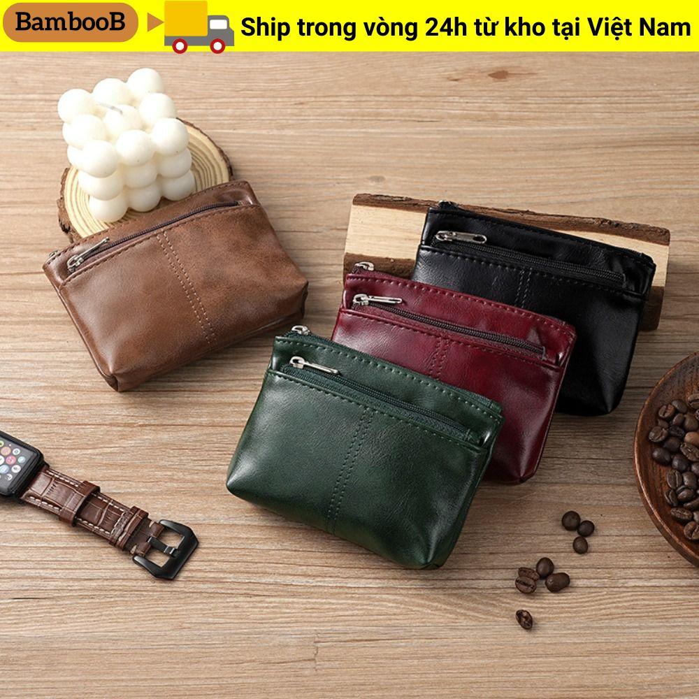 Ví BAMBOOB Zero, Ví đựng tiền xu màu trơn có dây kéo, Hộp đựng thẻ cổ điển bằng da PU Unisex
