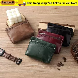 Ví BAMBOOB Zero, Ví đựng tiền xu màu trơn có dây kéo, Hộp đựng thẻ cổ điển bằng da PU Unisex