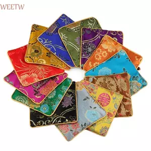 WEETW Mini Thêu Canvas Ví Đựng Tiền Xu, Tua Rua Đồng Tiền Mặt Mặt Dây Chuyền Hoa Trang Sức Túi Đóng Gói, Thời Trang Rồng Dung Tích Lớn Trang Điểm Son Môi Túi Đựng Tiền Phong Cách Học Sinh