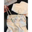 Bộ Pyjama lụa trắngpeek & play, họa tiết cánh bướm, phù hợp nữ giới, mát mịn và không gây kích ứng.